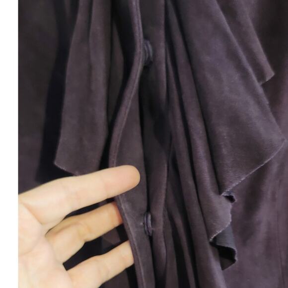 Lafayette 148 New York Ruffled Front Suede Leather Evening Jacket Blackberry 6 - Picture 10 of 12